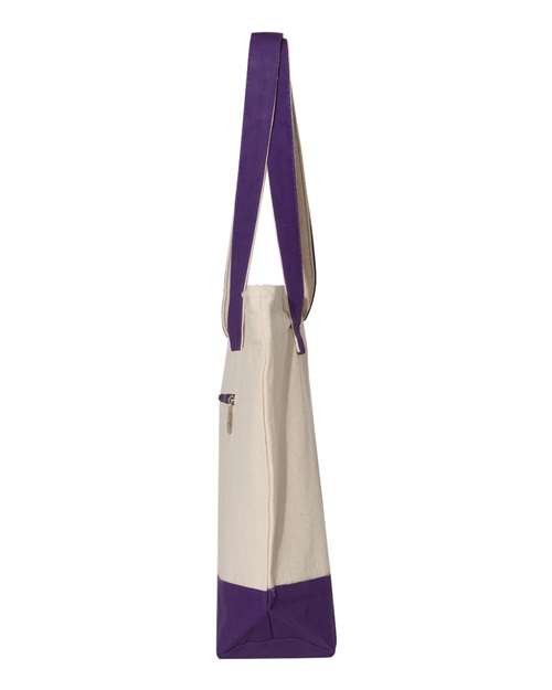 Q-Tees Q1300 19L Zippered Tote #color_Natural/ Purple