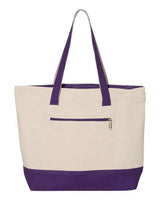 Q-Tees Q1300 19L Zippered Tote #color_Natural/ Purple