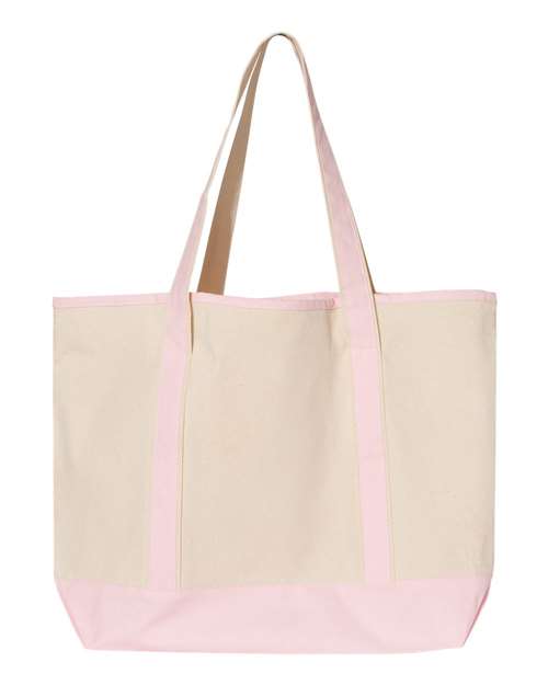 Q-Tees Q1500 34.6L Large Canvas Deluxe Tote #color_Natural/ Light Pink