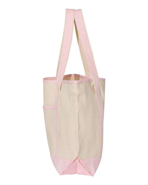 Q-Tees Q1500 34.6L Large Canvas Deluxe Tote #color_Natural/ Light Pink