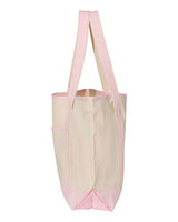 Q-Tees Q1500 34.6L Large Canvas Deluxe Tote #color_Natural/ Light Pink