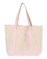 Q-Tees Q1500 34.6L Large Canvas Deluxe Tote #color_Natural/ Light Pink