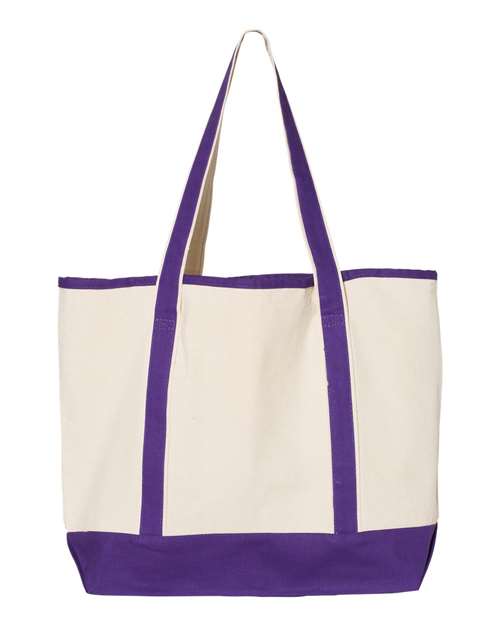 Q-Tees Q1500 34.6L Large Canvas Deluxe Tote #color_Natural/ Purple