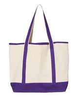 Q-Tees Q1500 34.6L Large Canvas Deluxe Tote #color_Natural/ Purple