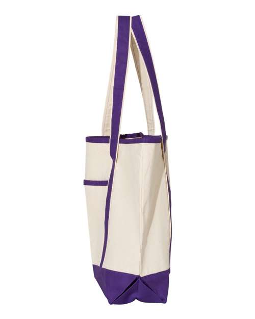 Q-Tees Q1500 34.6L Large Canvas Deluxe Tote #color_Natural/ Purple