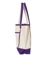 Q-Tees Q1500 34.6L Large Canvas Deluxe Tote #color_Natural/ Purple