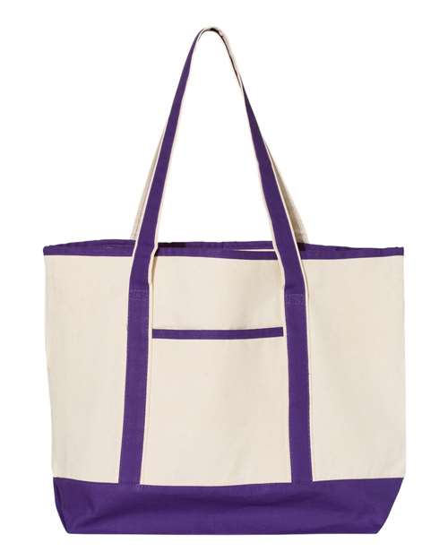 Q-Tees Q1500 34.6L Large Canvas Deluxe Tote #color_Natural/ Purple