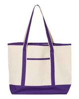 Q-Tees Q1500 34.6L Large Canvas Deluxe Tote #color_Natural/ Purple