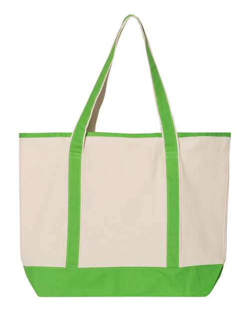Q-Tees Q1500 34.6L Large Canvas Deluxe Tote #color_Natural/ Lime