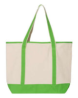 Q-Tees Q1500 34.6L Large Canvas Deluxe Tote #color_Natural/ Lime