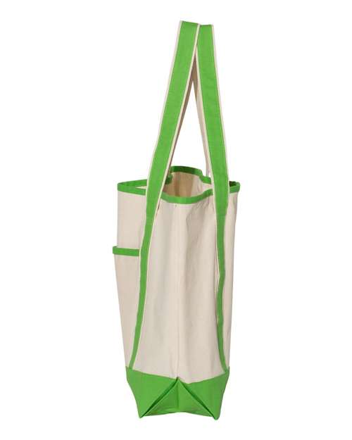 Q-Tees Q1500 34.6L Large Canvas Deluxe Tote #color_Natural/ Lime