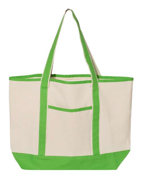 Q-Tees Q1500 34.6L Large Canvas Deluxe Tote #color_Natural/ Lime