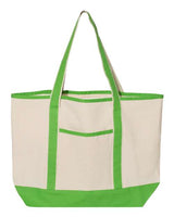 Q-Tees Q1500 34.6L Large Canvas Deluxe Tote #color_Natural/ Lime