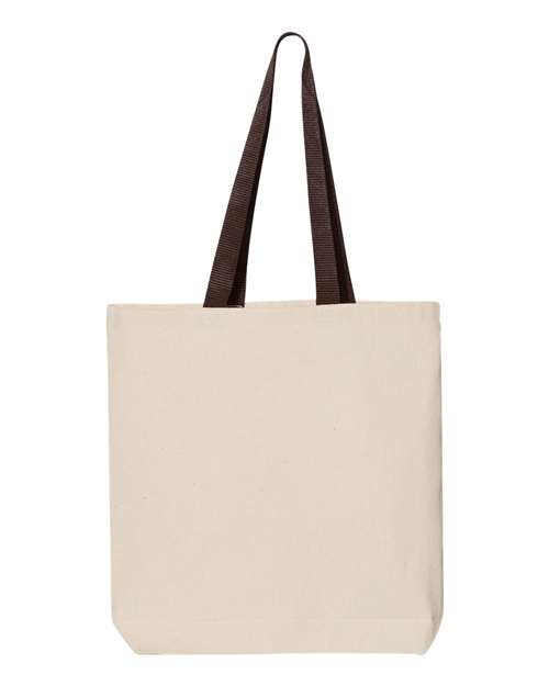 Q-Tees Q4400 11L Canvas Tote with Contrast-Color Handles #color_Natural/ Chocolate