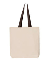 Q-Tees Q4400 11L Canvas Tote with Contrast-Color Handles #color_Natural/ Chocolate