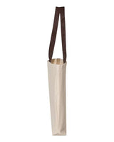 Q-Tees Q4400 11L Canvas Tote with Contrast-Color Handles #color_Natural/ Chocolate