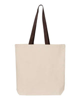 Q-Tees Q4400 11L Canvas Tote with Contrast-Color Handles #color_Natural/ Chocolate
