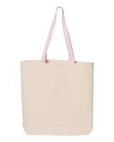 Q-Tees Q4400 11L Canvas Tote with Contrast-Color Handles #color_Natural/ Light Pink