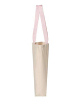 Q-Tees Q4400 11L Canvas Tote with Contrast-Color Handles #color_Natural/ Light Pink