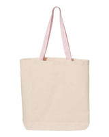 Q-Tees Q4400 11L Canvas Tote with Contrast-Color Handles #color_Natural/ Light Pink