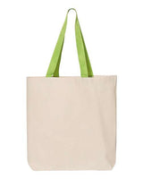 Q-Tees Q4400 11L Canvas Tote with Contrast-Color Handles #color_Natural/ Lime