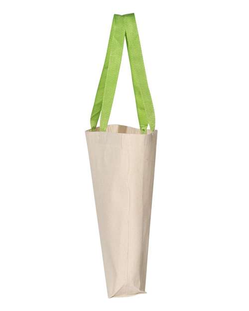 Q-Tees Q4400 11L Canvas Tote with Contrast-Color Handles #color_Natural/ Lime