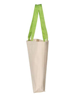 Q-Tees Q4400 11L Canvas Tote with Contrast-Color Handles #color_Natural/ Lime