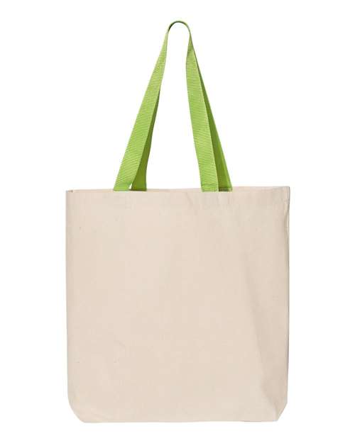 Q-Tees Q4400 11L Canvas Tote with Contrast-Color Handles #color_Natural/ Lime