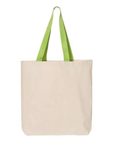 Q-Tees Q4400 11L Canvas Tote with Contrast-Color Handles #color_Natural/ Lime