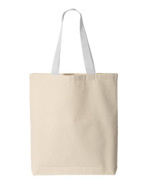 Q-Tees Q4400 11L Canvas Tote with Contrast-Color Handles #color_Natural/ White