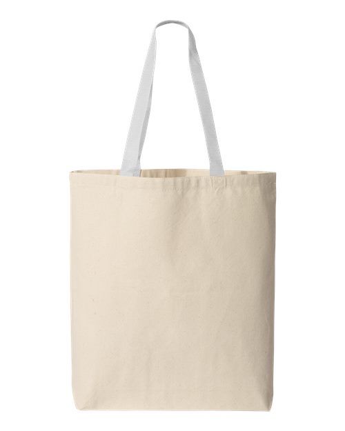 Q-Tees Q4400 11L Canvas Tote with Contrast-Color Handles #color_Natural/ White