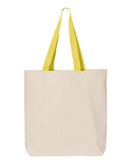 Q-Tees Q4400 11L Canvas Tote with Contrast-Color Handles #color_Natural/ Yellow