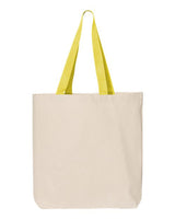 Q-Tees Q4400 11L Canvas Tote with Contrast-Color Handles #color_Natural/ Yellow