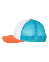 Richardson 115 Low Pro Trucker Cap #color_White/ Blue Hawaiin/ Pale Orange