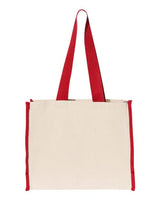 Q-Tees Q1100 14L Tote with Contrast-Color Handles #color_Natural/ Red