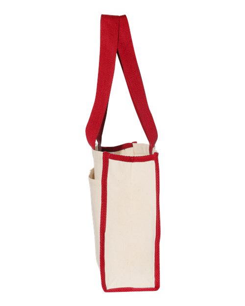 Q-Tees Q1100 14L Tote with Contrast-Color Handles #color_Natural/ Red