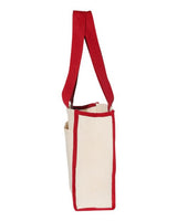 Q-Tees Q1100 14L Tote with Contrast-Color Handles #color_Natural/ Red