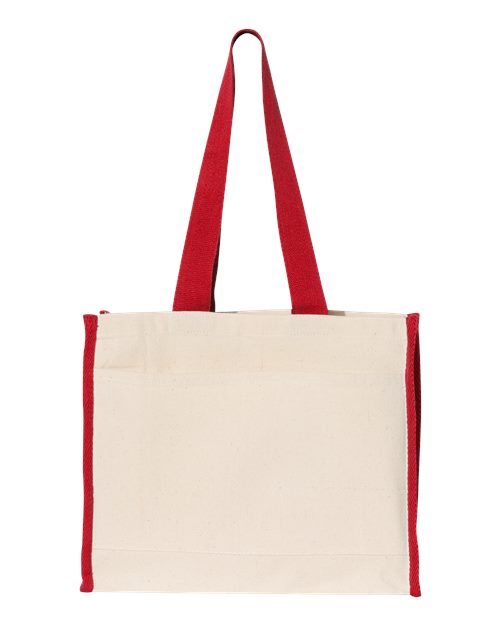 Q-Tees Q1100 14L Tote with Contrast-Color Handles #color_Natural/ Red