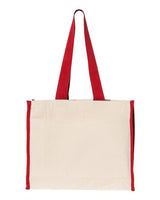 Q-Tees Q1100 14L Tote with Contrast-Color Handles #color_Natural/ Red
