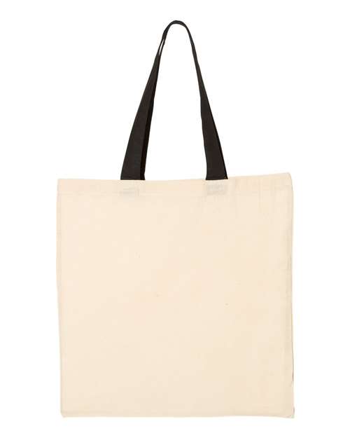 Q-Tees QTB6000 Economical Tote with Contrast-Color Handles #color_Natural/ Black