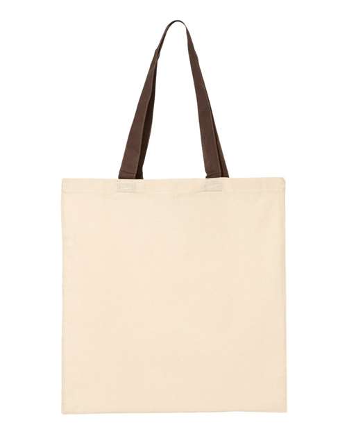 Q-Tees QTB6000 Economical Tote with Contrast-Color Handles #color_Natural/ Chocolate