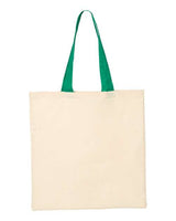 Q-Tees QTB6000 Economical Tote with Contrast-Color Handles #color_Natural/ Kelly