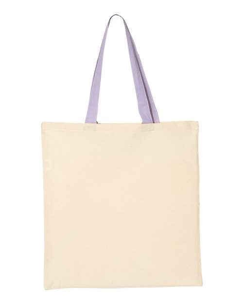 Q-Tees QTB6000 Economical Tote with Contrast-Color Handles #color_Natural/ Lavender
