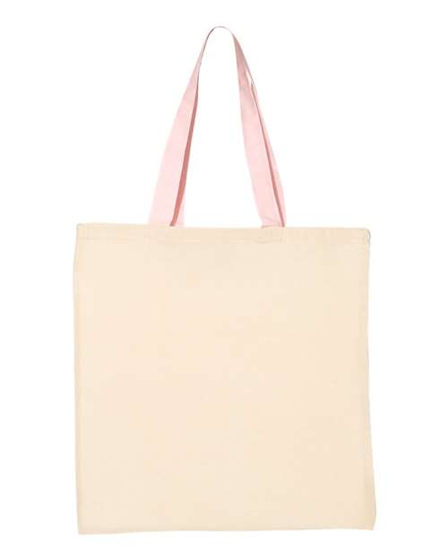 Q-Tees QTB6000 Economical Tote with Contrast-Color Handles #color_Natural/ Light Pink