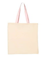 Q-Tees QTB6000 Economical Tote with Contrast-Color Handles #color_Natural/ Light Pink