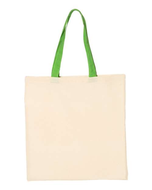 Q-Tees QTB6000 Economical Tote with Contrast-Color Handles #color_Natural/ Lime