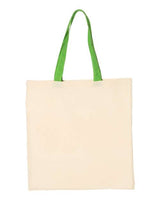 Q-Tees QTB6000 Economical Tote with Contrast-Color Handles #color_Natural/ Lime