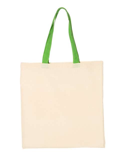 Q-Tees QTB6000 Economical Tote with Contrast-Color Handles #color_Natural/ Lime