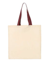 Q-Tees QTB6000 Economical Tote with Contrast-Color Handles #color_Natural/ Maroon