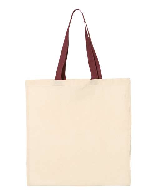 Q-Tees QTB6000 Economical Tote with Contrast-Color Handles #color_Natural/ Maroon